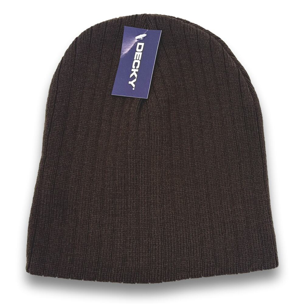 Decky Short Knit Cable Beanie Acrylic Winter Hat Snowboard Ski Cap Up To 7 3/8